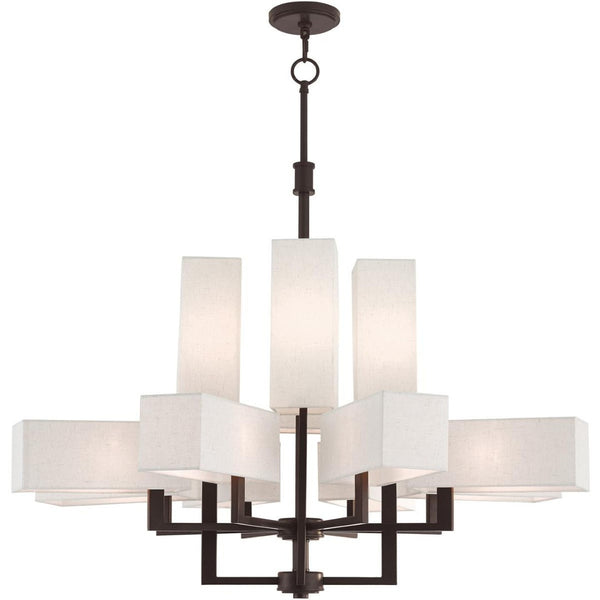 HomeRoots Bronze Twelve-Light Dimmable Chandelier - Elegant Ambient Lighting for Modern & Transitional Spaces 687354