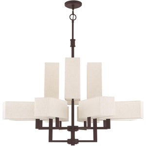 HomeRoots Bronze Twelve-Light Dimmable Chandelier - Elegant Ambient Lighting for Modern & Transitional Spaces 687354