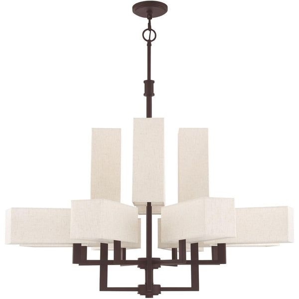 HomeRoots Bronze Twelve-Light Dimmable Chandelier - Elegant Ambient Lighting for Modern & Transitional Spaces 687354
