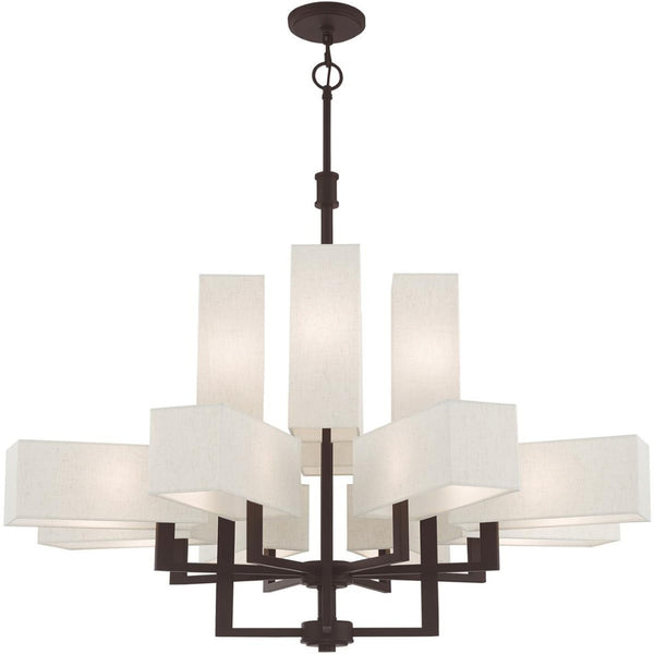 HomeRoots Bronze Twelve-Light Dimmable Chandelier - Elegant Ambient Lighting for Modern & Transitional Spaces 687354