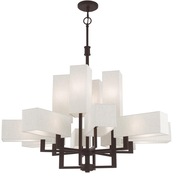 HomeRoots Bronze Twelve-Light Dimmable Chandelier - Elegant Ambient Lighting for Modern & Transitional Spaces 687354