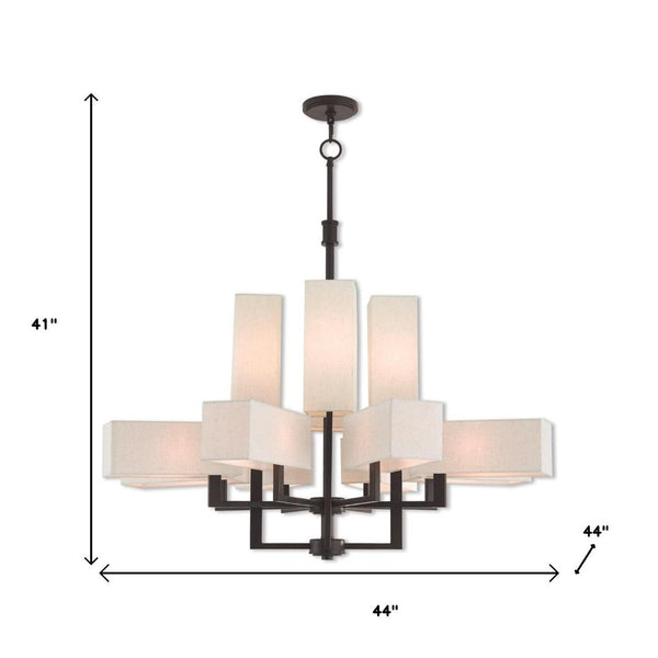 HomeRoots Bronze Twelve-Light Dimmable Chandelier - Elegant Ambient Lighting for Modern & Transitional Spaces 687354