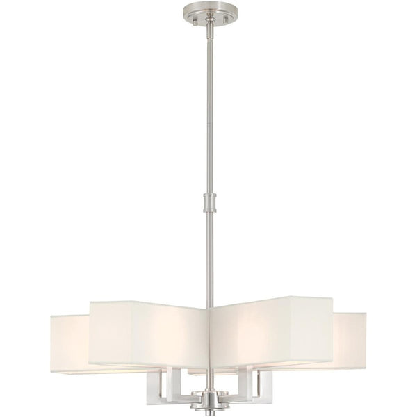 HomeRoots Five Light Dimmable Chandelier - Modern Steel Shades for Adjustable Ambiance in Any Space 687355