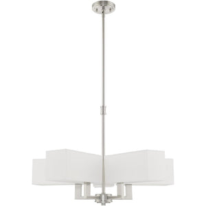 HomeRoots Five Light Dimmable Chandelier - Modern Steel Shades for Adjustable Ambiance in Any Space 687355