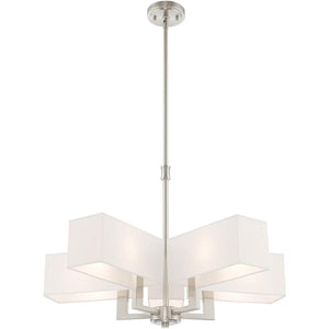 HomeRoots Five Light Dimmable Chandelier - Modern Steel Shades for Adjustable Ambiance in Any Space 687355