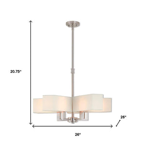 HomeRoots Five Light Dimmable Chandelier - Modern Steel Shades for Adjustable Ambiance in Any Space 687355