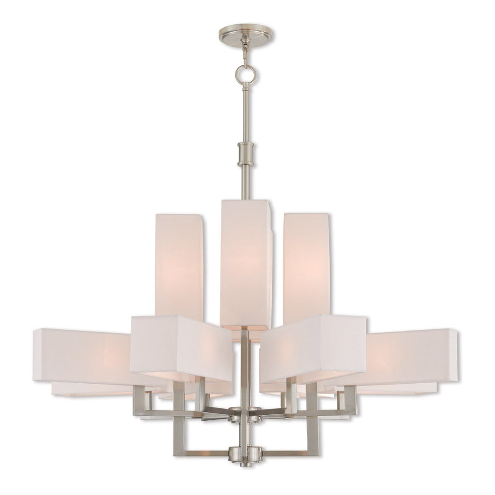 HomeRoots Twelve Light Dimmable Chandelier - Modern Steel Design for Versatile Home Ambiance & Style 687356