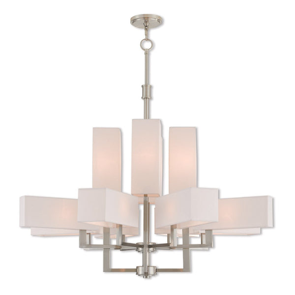 HomeRoots Twelve Light Dimmable Chandelier - Modern Steel Design for Versatile Home Ambiance & Style 687356