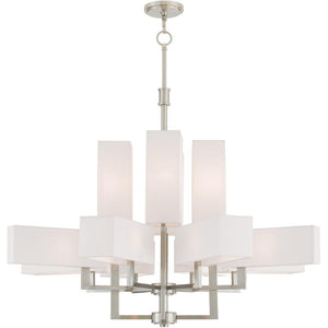 HomeRoots Twelve Light Dimmable Chandelier - Modern Steel Design for Versatile Home Ambiance & Style 687356