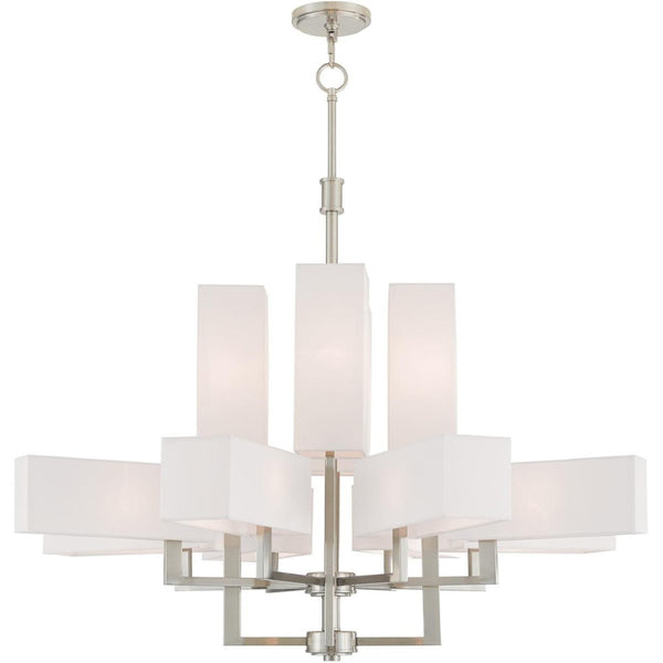 HomeRoots Twelve Light Dimmable Chandelier - Modern Steel Design for Versatile Home Ambiance & Style 687356