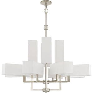 HomeRoots Twelve Light Dimmable Chandelier - Modern Steel Design for Versatile Home Ambiance & Style 687356