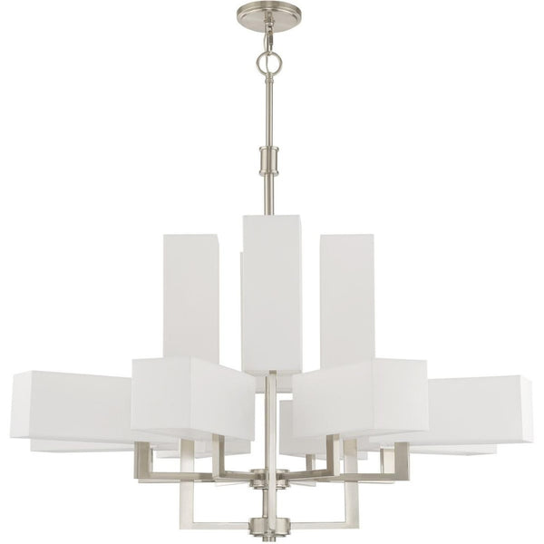 HomeRoots Twelve Light Dimmable Chandelier - Modern Steel Design for Versatile Home Ambiance & Style 687356