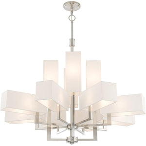 HomeRoots Twelve Light Dimmable Chandelier - Modern Steel Design for Versatile Home Ambiance & Style 687356