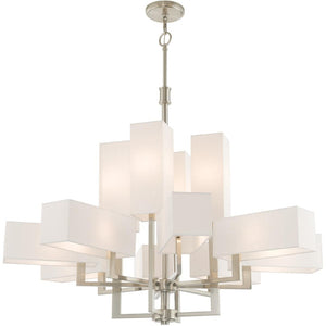 HomeRoots Twelve Light Dimmable Chandelier - Modern Steel Design for Versatile Home Ambiance & Style 687356
