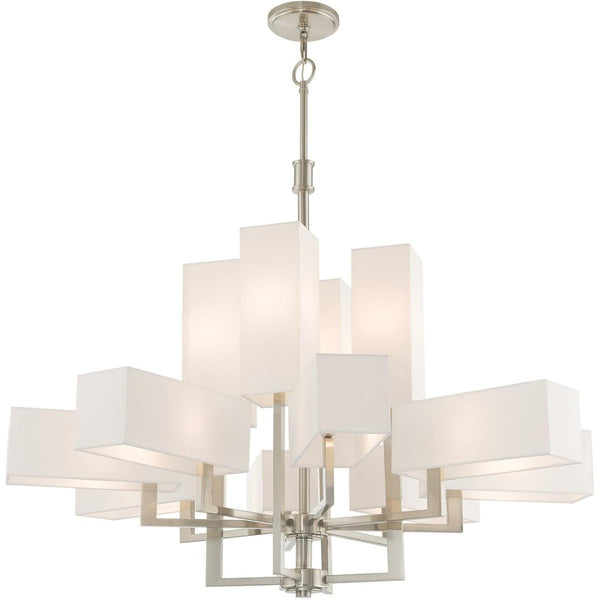 HomeRoots Twelve Light Dimmable Chandelier - Modern Steel Design for Versatile Home Ambiance & Style 687356