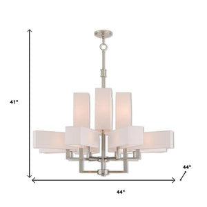 HomeRoots Twelve Light Dimmable Chandelier - Modern Steel Design for Versatile Home Ambiance & Style 687356