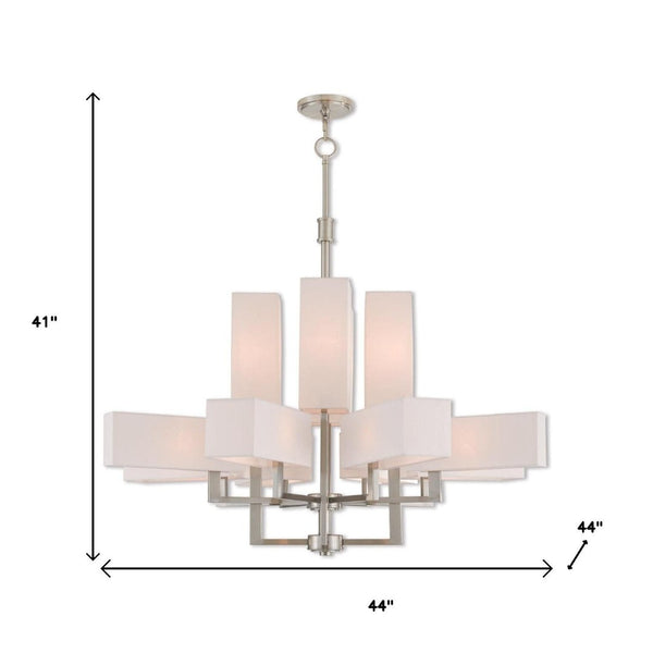 HomeRoots Twelve Light Dimmable Chandelier - Modern Steel Design for Versatile Home Ambiance & Style 687356