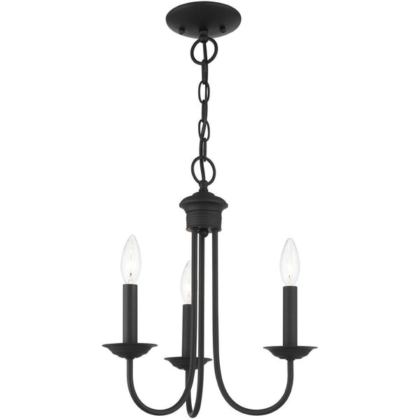 HomeRoots Black Dimmable Three-Light Chandelier with Cylindrical Shades – Modern Elegance for Any Room 687358