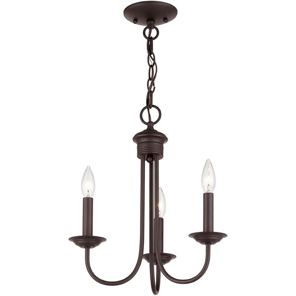 HomeRoots Bronze Three-Light Dimmable Chandelier with Cylinder Shades for Modern Dining & Living Spaces 687359