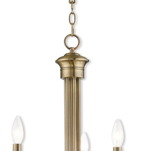 HomeRoots Antiqued Brass Five-Light Chandelier - Dimmable Metal Design with Steel Shades for Elegant Lighting 687361