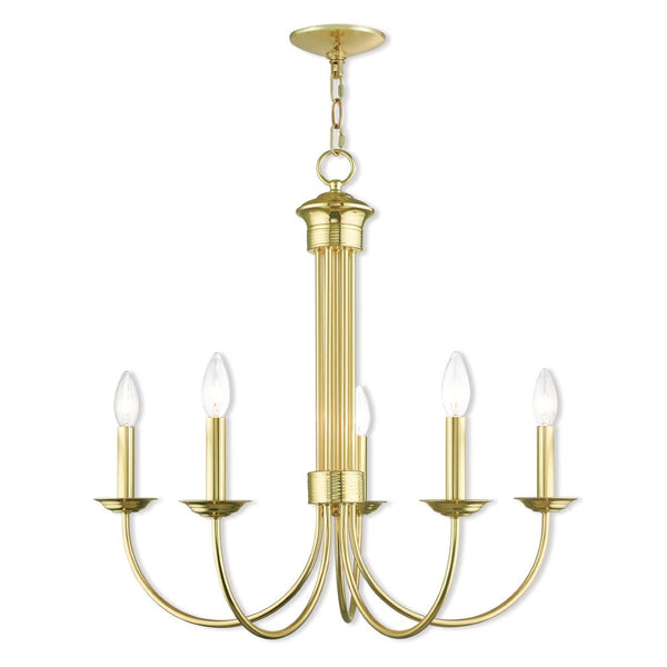 HomeRoots Five Light Dimmable Chandelier – Modern Cylindrical Design with Steel Shades for Stylish Illumination 687362