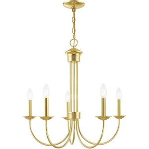 HomeRoots Five Light Dimmable Chandelier – Modern Cylindrical Design with Steel Shades for Stylish Illumination 687362