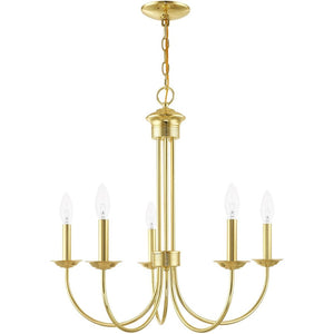 HomeRoots Five Light Dimmable Chandelier – Modern Cylindrical Design with Steel Shades for Stylish Illumination 687362