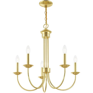 HomeRoots Five Light Dimmable Chandelier – Modern Cylindrical Design with Steel Shades for Stylish Illumination 687362