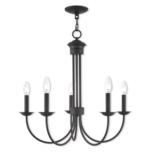 HomeRoots Bronze Five-Light Dimmable Chandelier with Elegant Cylinder Shades for Modern Interiors & Ambiance 687364