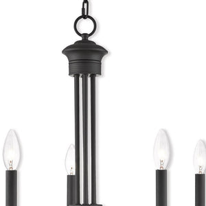 HomeRoots Bronze Five-Light Dimmable Chandelier with Elegant Cylinder Shades for Modern Interiors & Ambiance 687364