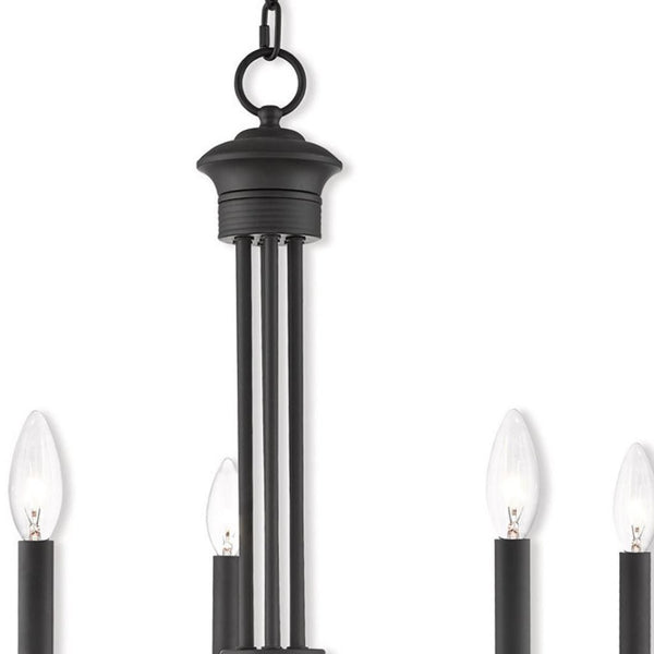 HomeRoots Bronze Five-Light Dimmable Chandelier with Elegant Cylinder Shades for Modern Interiors & Ambiance 687364
