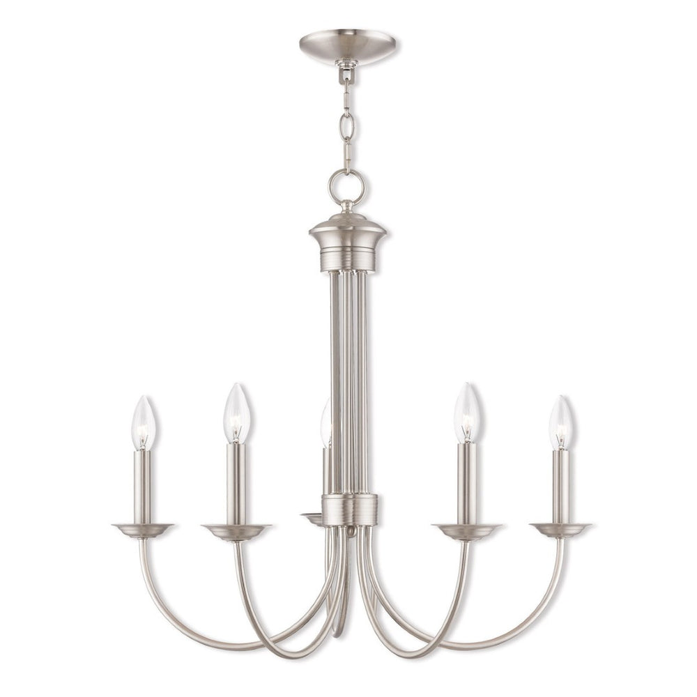 HomeRoots Five Light Dimmable Chandelier - Modern Cylinder Shades for Elegant Illumination in Any Room 687366