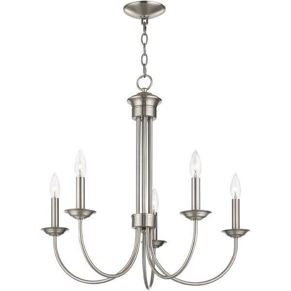 HomeRoots Five Light Dimmable Chandelier - Modern Cylinder Shades for Elegant Illumination in Any Room 687366