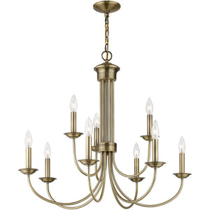 HomeRoots Nine Light Dimmable Chandelier - Modern Cylinder Design with Shades for Elegant Home Lighting Solutions 687367