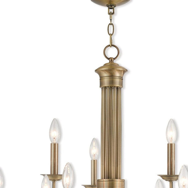HomeRoots Nine Light Dimmable Chandelier - Modern Cylinder Design with Shades for Elegant Home Lighting Solutions 687367