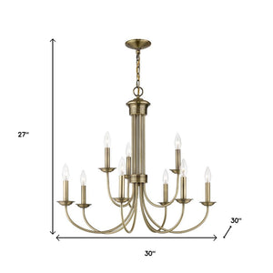 HomeRoots Nine Light Dimmable Chandelier - Modern Cylinder Design with Shades for Elegant Home Lighting Solutions 687367