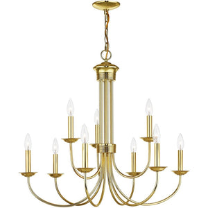 HomeRoots Nine Light Dimmable Chandelier - Modern Steel Shades for Elegant Spaces, Adjustable Ambiance & Style 687368