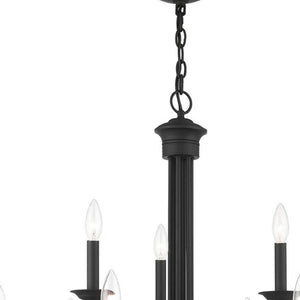 HomeRoots Black Nine-Light Dimmable Chandelier – Modern Cylinder Shades for Warm Ambiance in Any Space 687369