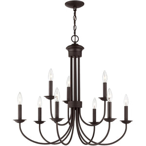 HomeRoots Bronze Nine-Light Dimmable Chandelier with Elegant Shades for Modern Home Décor and Ambiance 687370