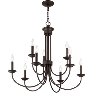 HomeRoots Bronze Nine-Light Dimmable Chandelier with Elegant Shades for Modern Home Décor and Ambiance 687370