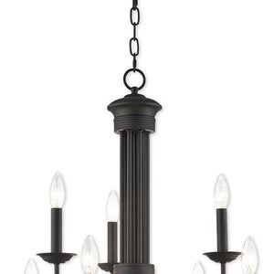 HomeRoots Bronze Nine-Light Dimmable Chandelier with Elegant Shades for Modern Home Décor and Ambiance 687370