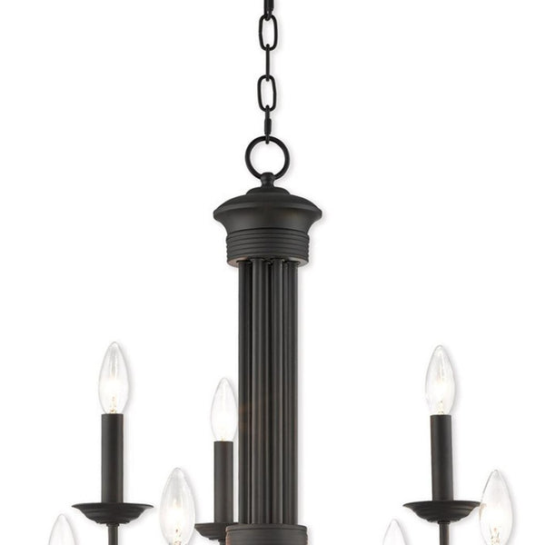 HomeRoots Bronze Nine-Light Dimmable Chandelier with Elegant Shades for Modern Home Décor and Ambiance 687370