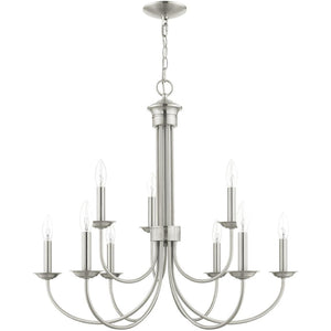 HomeRoots Nine Light Dimmable Chandelier – Modern Cylindrical Shades for Versatile Illumination in Any Space 687371