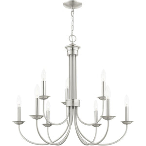 HomeRoots Nine Light Dimmable Chandelier – Modern Cylindrical Shades for Versatile Illumination in Any Space 687371