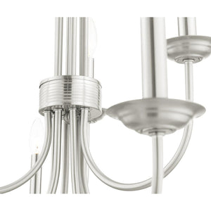 HomeRoots Nine Light Dimmable Chandelier – Modern Cylindrical Shades for Versatile Illumination in Any Space 687371