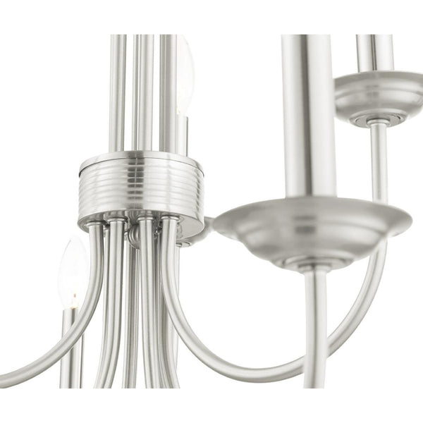 HomeRoots Nine Light Dimmable Chandelier – Modern Cylindrical Shades for Versatile Illumination in Any Space 687371
