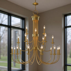 HomeRoots Multi Light Dimmable Chandelier - Modern Cylinder Shades for Versatile Home Lighting & Ambiance 687373