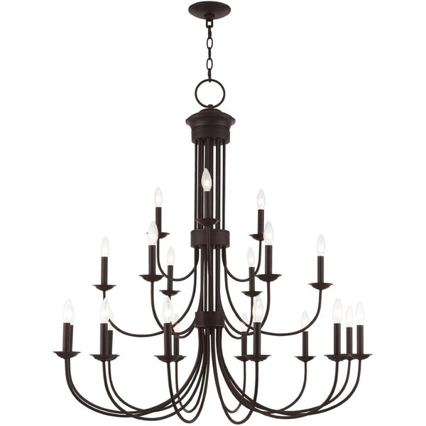 HomeRoots Bronze Multi-Light Dimmable Chandelier with Cylinder Shades for Elegant Home Ambiance & Style 687374