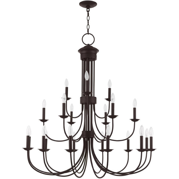 HomeRoots Bronze Multi-Light Dimmable Chandelier with Cylinder Shades for Elegant Home Ambiance & Style 687374