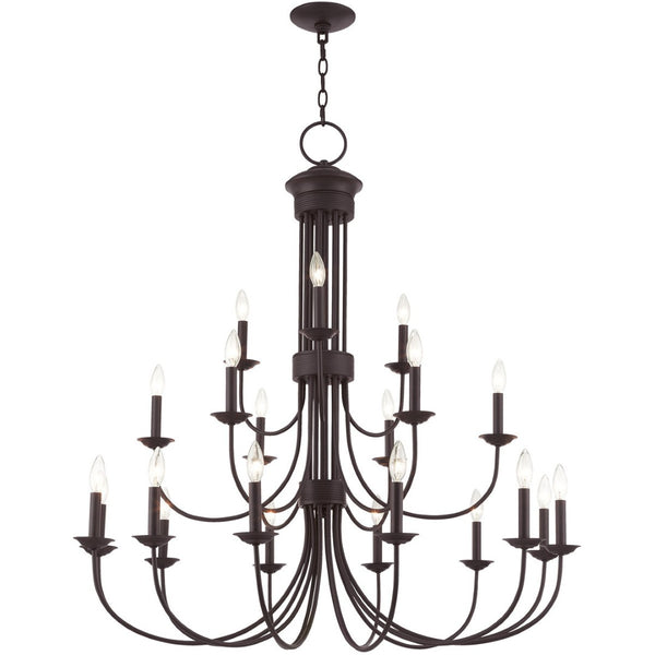 HomeRoots Bronze Multi-Light Dimmable Chandelier with Cylinder Shades for Elegant Home Ambiance & Style 687374
